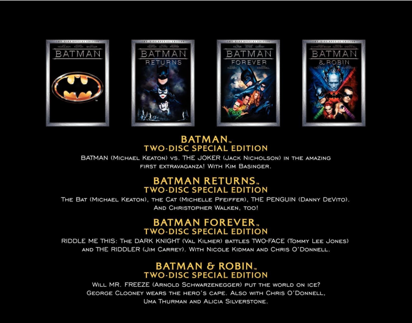 Batman: The Motion Picture Anthology 1989-1997 (Batman / Batman Returns / Batman Forever / Batman & Robin) - DVD (Used)