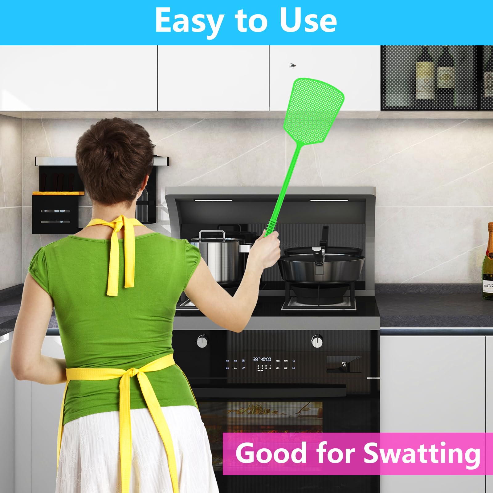 Fly Swatter,5 Pack Plastic Heavy Duty Manual Fly Killer, Long Handle Flyswatter, Large Bug Swatters That Work for Indoor and Outdoor 🍁 All In One Marketplace Canada