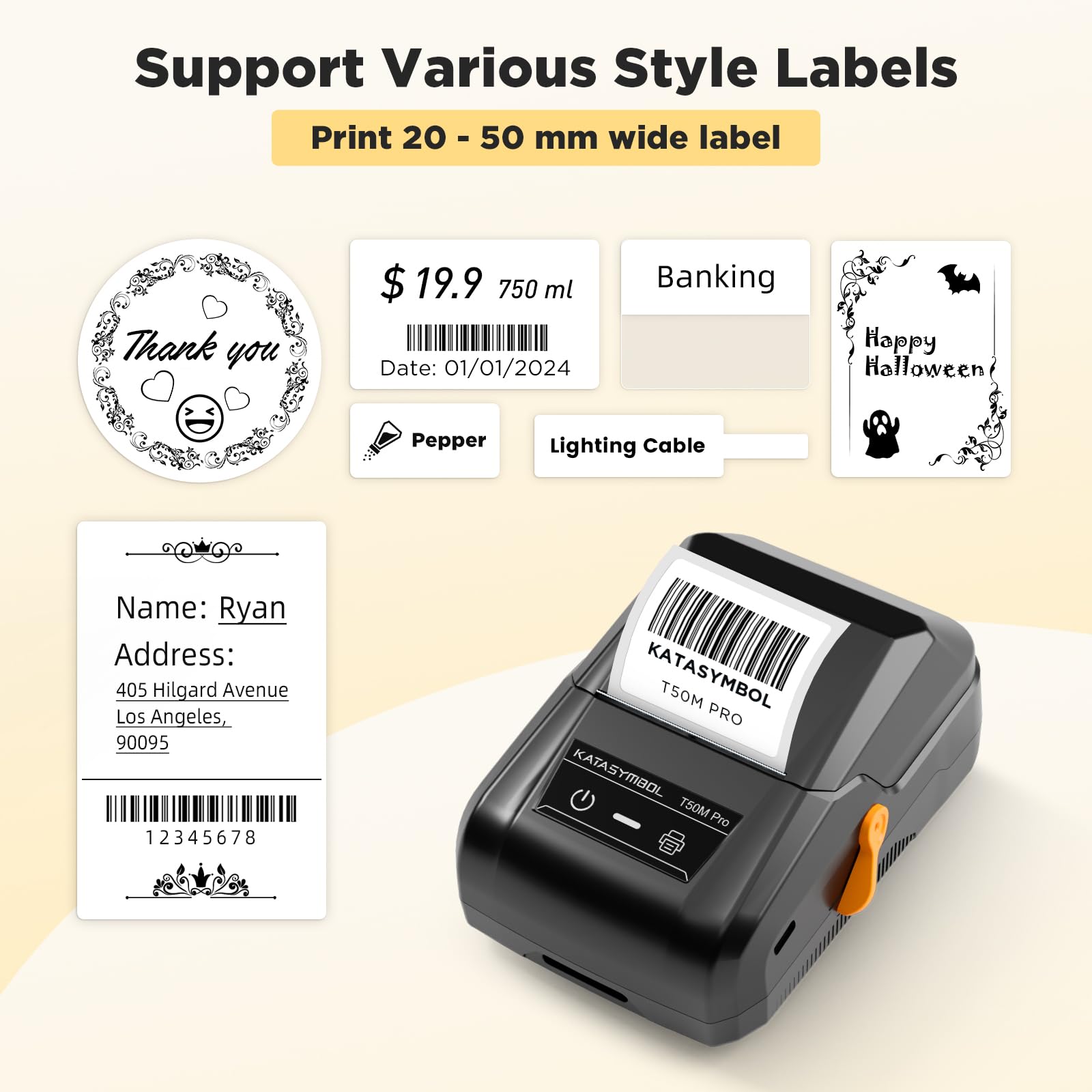 SUPVAN T50M Pro Bluetooth Label Maker Machine with Tape, Wide Waterproof Label, Versatile App with 30 Fonts and 660+ Icons, Inkless Labeler for Home, Kitchen, School, Office Organization, Set 1 🍁 All In One Marketplace Canada