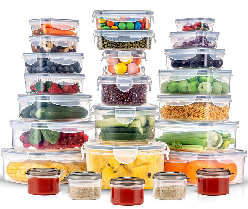 Pure Future 50-Piece Food Storage Containers Set (25-Pack) - Includes 2x JUMBO 2.5L (84oz) & 2x 1.5L Large Bins, Airtight Plastic Meal Prep Lunch Boxes with Lids, Microwave/Freezer Safe, BPA Free 🍁 All In One Marketplace Canada