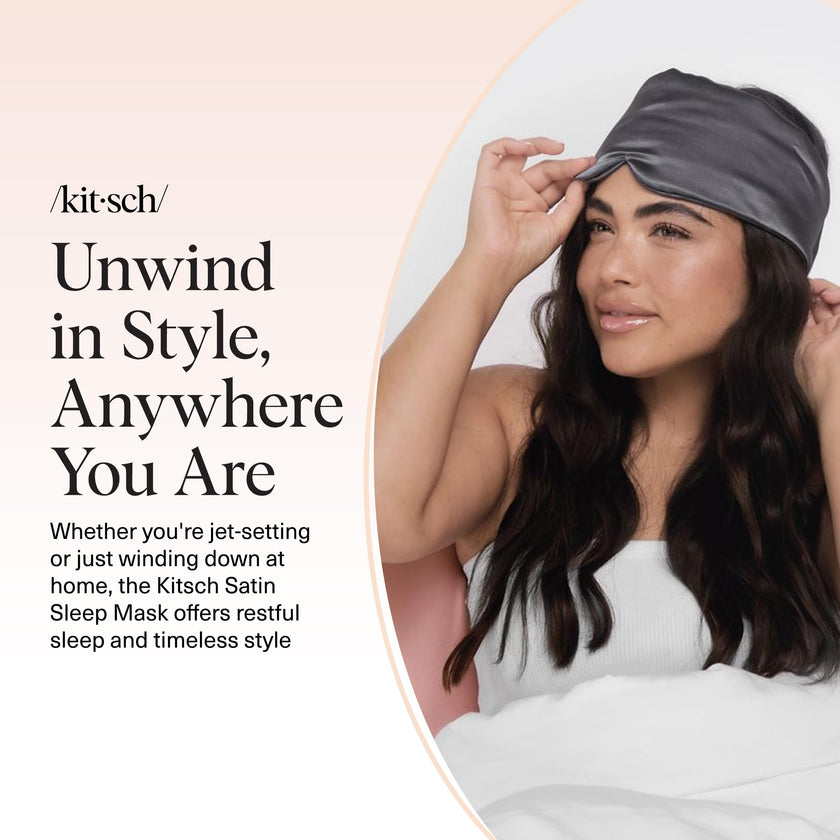 Kitsch Satin Sleep Mask - Eye Masks for Sleep, Softer Than Silk Satin Sleeping Mask Blindfold and Sleep Masks for Women and Men, Eye Care Travel Essentials - Charcoal Black 🍁 All In One Marketplace Canada