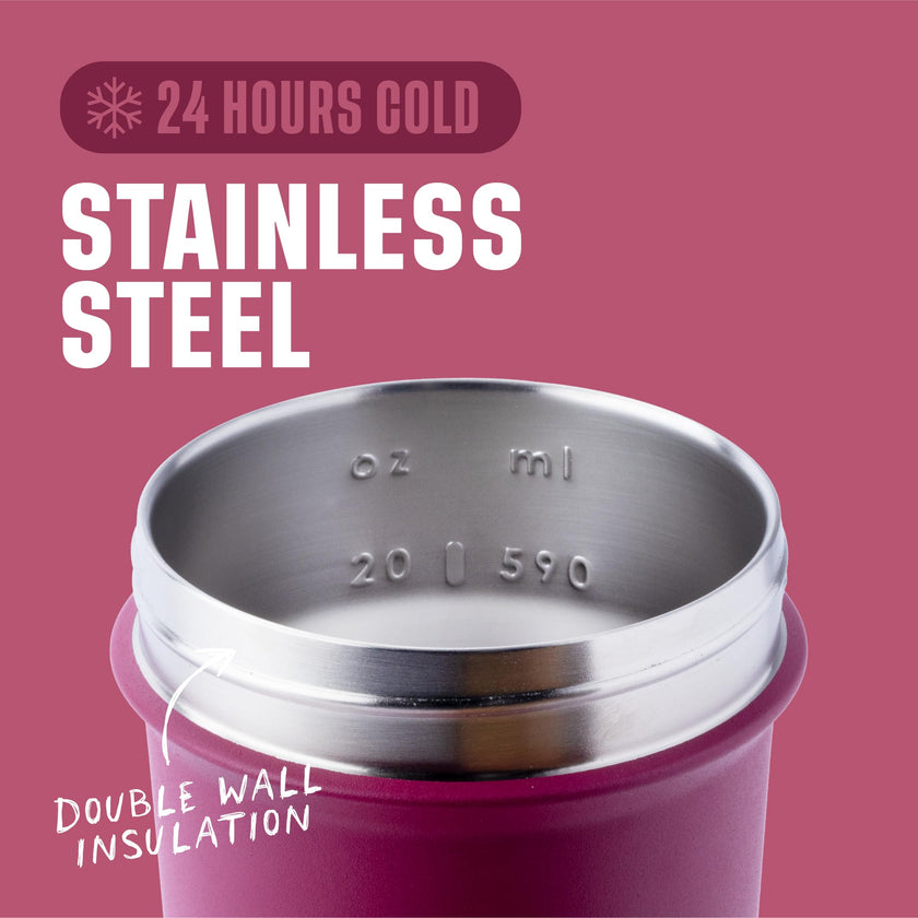 BlenderBottle Strada Sleek Shaker Cup Insulated Stainless Steel Water Bottle with Wire Whisk, 25-Ounce, Raspberry 🍁 All In One Marketplace Canada
