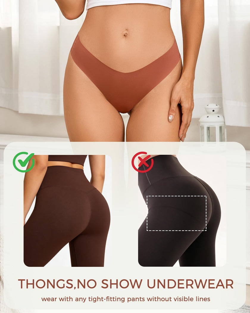 Underwear Womens Seamless Underwear Thongs for Women Sexy No Show V-Waisted Ladies Tangas Panties 6 Pack 🍁 All In One Marketplace Canada