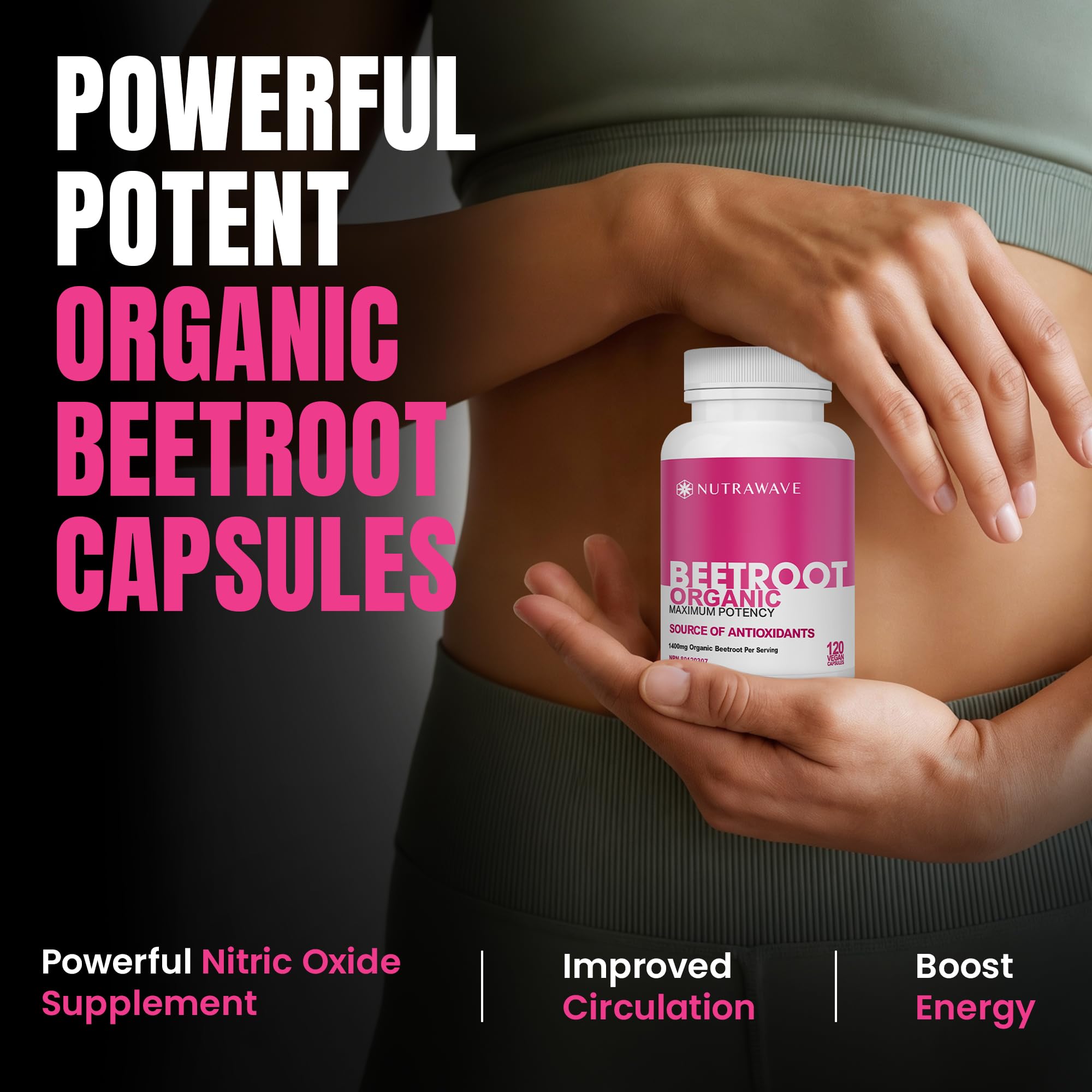 Nutrawave Organic Beetroot Capsules 1400mg – High Potency Nitric Oxide Booster for Energy, Heart & Brain Health – 120 Vegan, Non-GMO Beta Vulgaris Supplements – Raw Beet Root Powder with Vitamins & Antioxidants 🍁 All In One Marketplace Canada