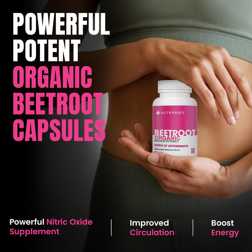 Nutrawave Organic Beetroot Capsules 1400mg – High Potency Nitric Oxide Booster for Energy, Heart & Brain Health – 120 Vegan, Non-GMO Beta Vulgaris Supplements – Raw Beet Root Powder with Vitamins & Antioxidants 🍁 All In One Marketplace Canada