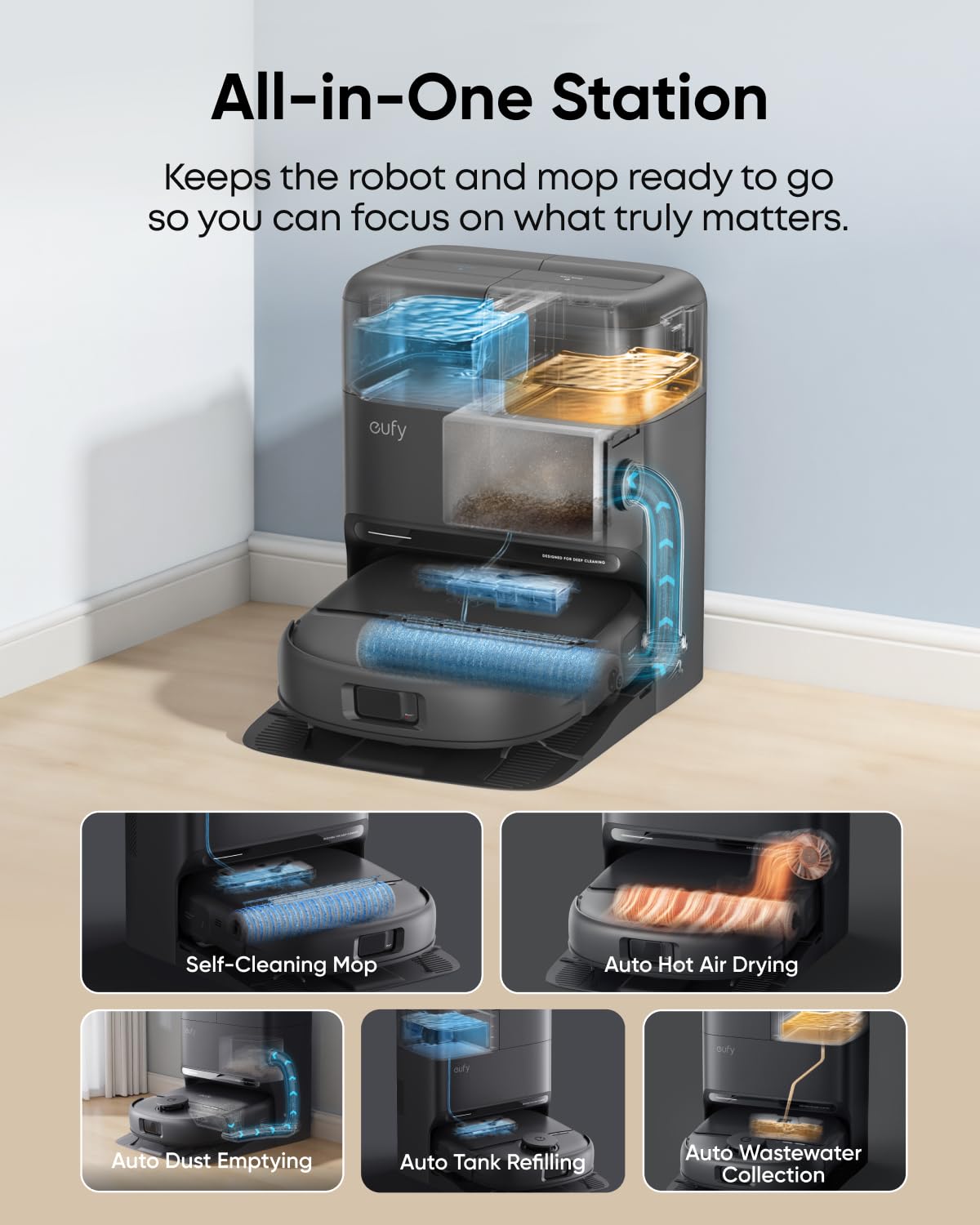 eufy New 2026 Robot Vacuum, C28 Omni, Upgraded from eufy X10 pro Omni, HydroJet Self-Cleaning Roller Mop, 15,000Pa Suction, All-in-1 Station,Tangle-Free,Auto Mop Washing&Drying, AI Obstacle Avoidance 🍁 All In One Marketplace Canada
