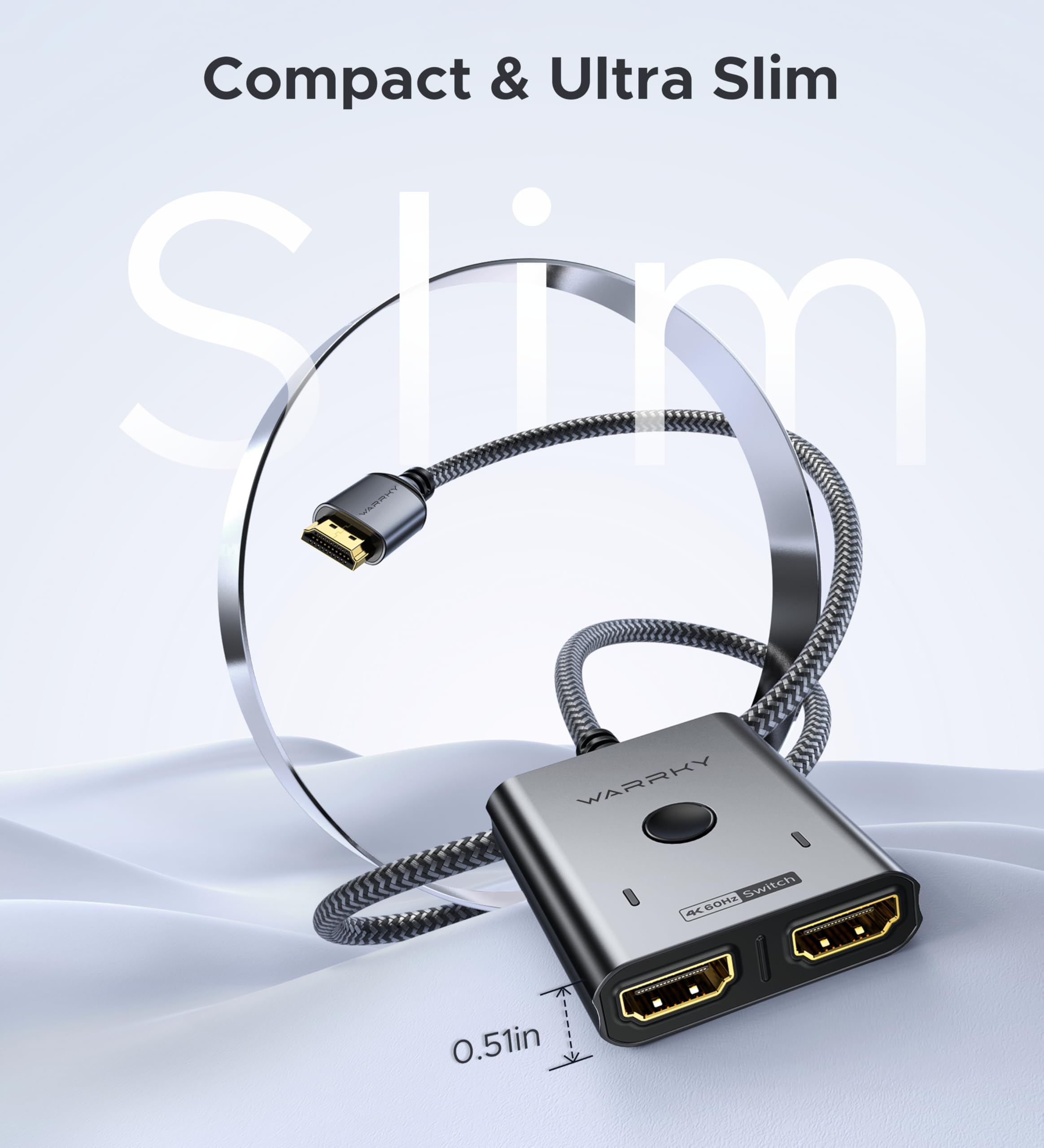 HDMI Switch 4K 60Hz, WARRKY HDMI Switcher 2 in 1 Out [Fixed Braided Cable] 🍁 All In One Marketplace Canada