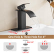 Fransiton Black Bathroom Faucet Bathroom taps 1 or 3 Hole Bathroom Sink Faucet Single Handle washroom Waterfall Faucet with Deck and Pop-up Drain 🍁 All In One Marketplace Canada