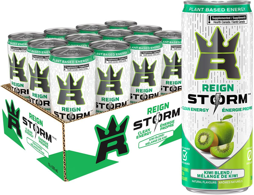 REIGN STORM, Kiwi Blend, 355 mL Cans (12 Pack) – Clean Energy Drink, Zero Sugar, Plant-Based, Vegan 🍁 All In One Marketplace Canada