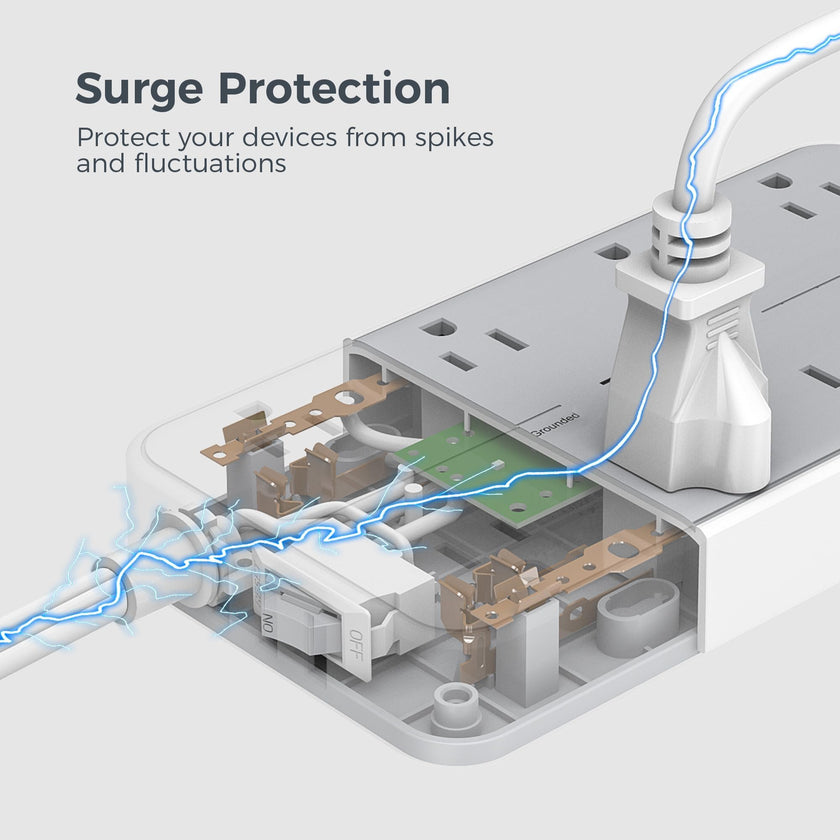 TESSAN Flat Plug Power Bars with Surge Protector 1080J, 6 Ft 🍁 All In One Marketplace Canada