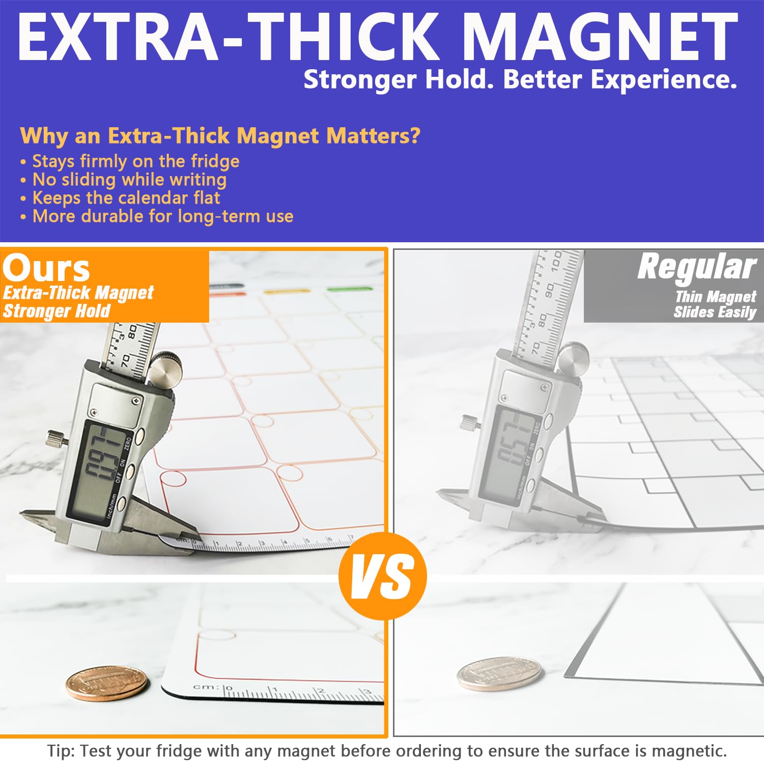 Magnetic Calendar for Fridge, Dry Erase Whiteboard Calendar Monthly Planner, 6-Week Layout, Easy to Clean, Extra-Thick Strong Magnetic Hold, Includes Dual-Magnet Markers & Eraser 43 x 33 cm 🍁 All In One Marketplace Canada