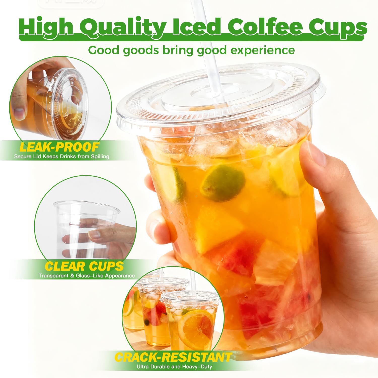 Sipthene 16 oz Clear Plastic Cups with Lids and Straws, 50 Set Disposable Coffee Cups for Iced Coffee, Cold Beverages, Smoothies and to-Go Drinks 🍁 All In One Marketplace Canada