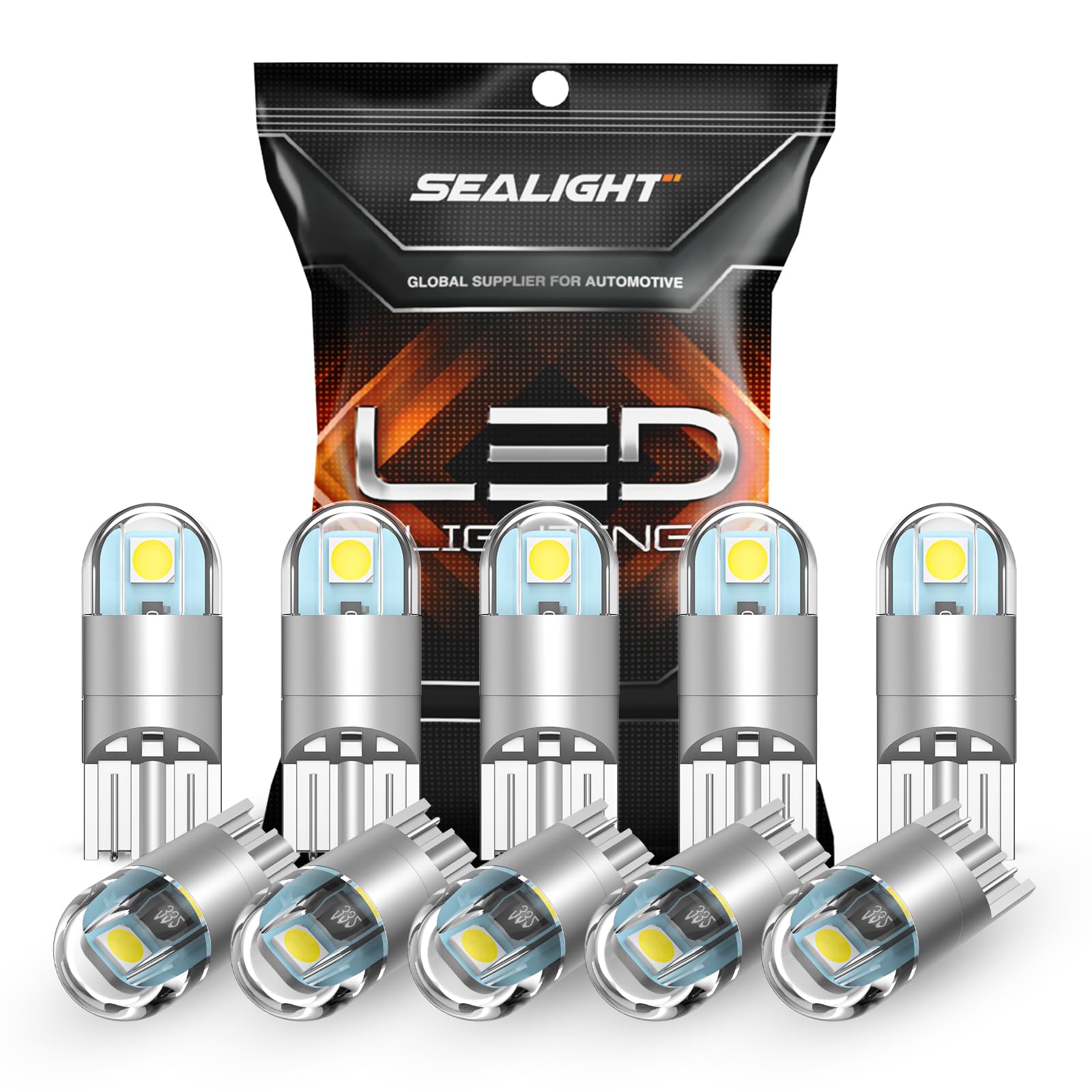 SEALIGHT 194 LED Bulbs 6000K White, 168 2825 T10 W5W 3030 Bright LED Chips, Dome Light, Map Light, Door Light, Courtesy Light, License Plate Light, Pack of 10 🍁 All In One Marketplace Canada