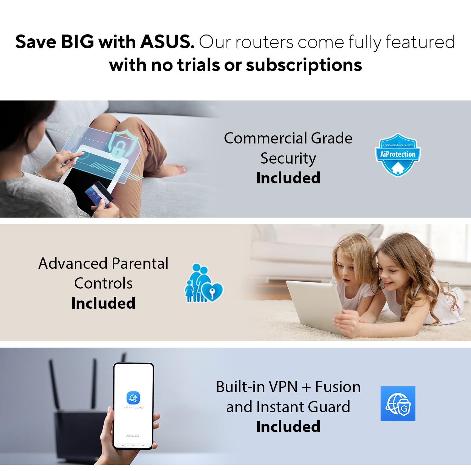 ASUS RT-AX1800S Dual Band WiFi 6 Extendable Router, Subscription-Free Network Security, Parental Control, Built-in VPN, AiMesh Compatible, Gaming & Streaming, Smart Home 🍁 All In One Marketplace Canada