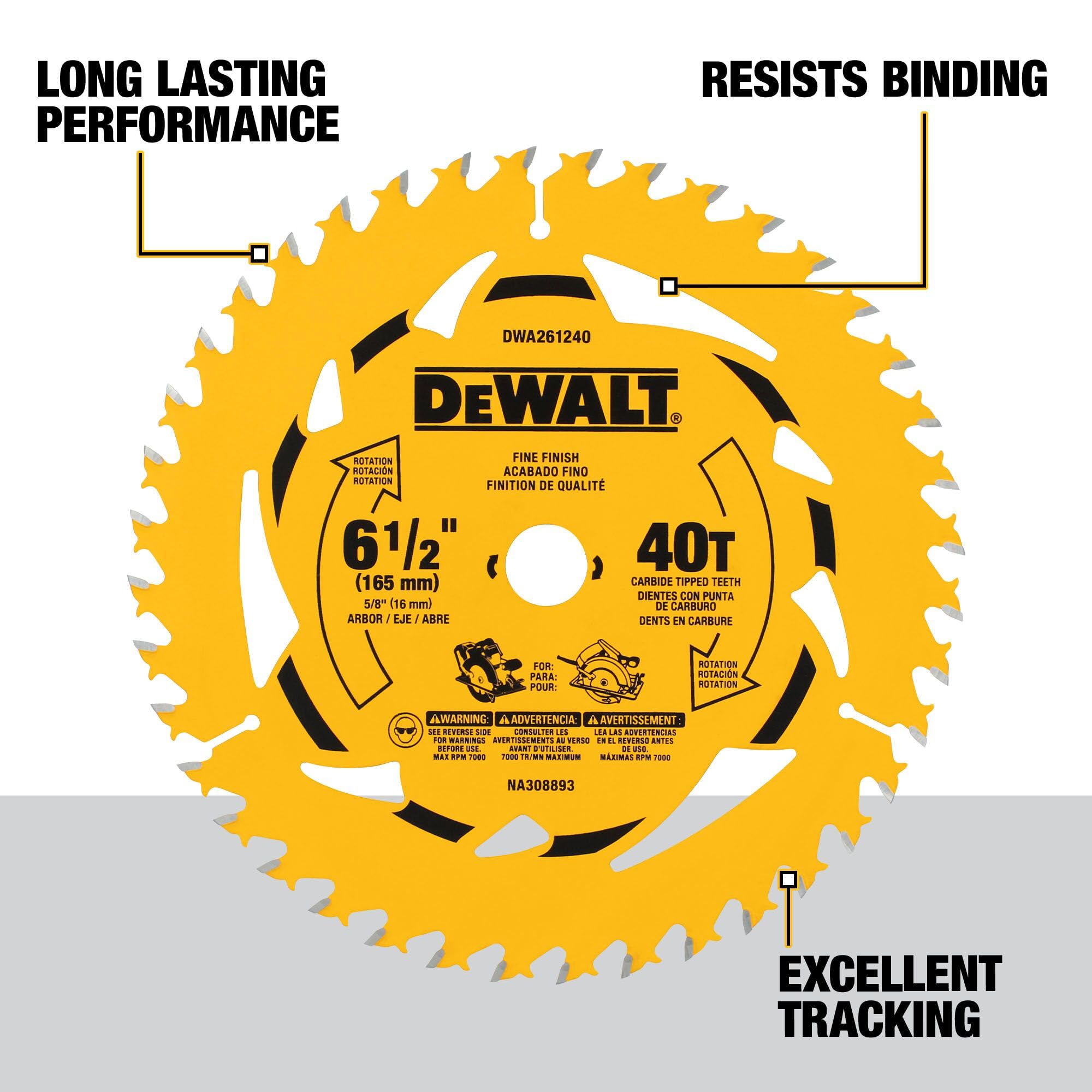 DEWALT Circular Saw Blade, 6 1/2 Inch, 40 - Tooth (DWA261240) 🍁 All In One Marketplace Canada