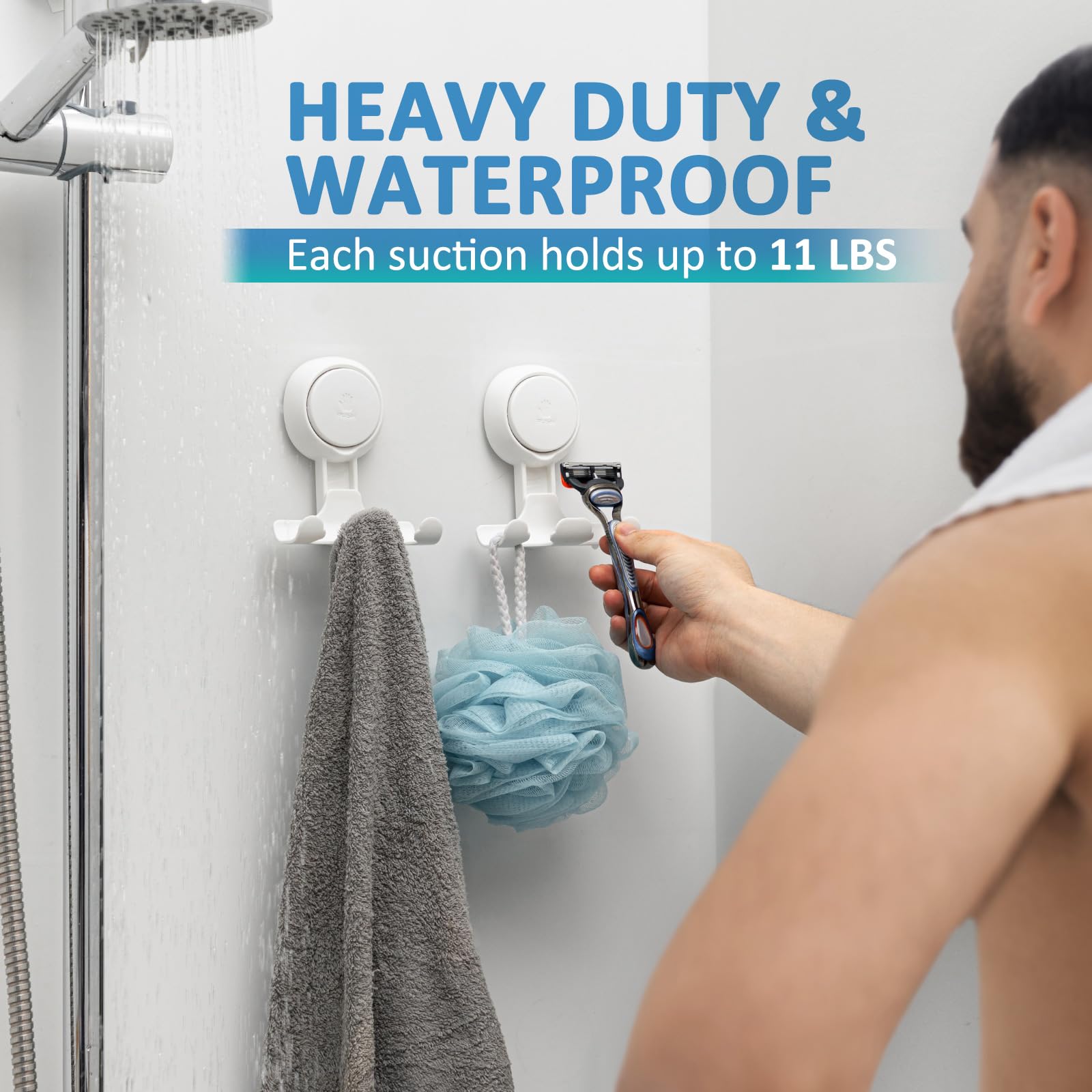 TAILI Shower Razor Holder Suction Cup, Vacuum Hanger Door Hooks for Shower Wall Towel Loofah Sponge Bathroom, Removable Waterproof, White, 2 Pack 🍁 All In One Marketplace Canada