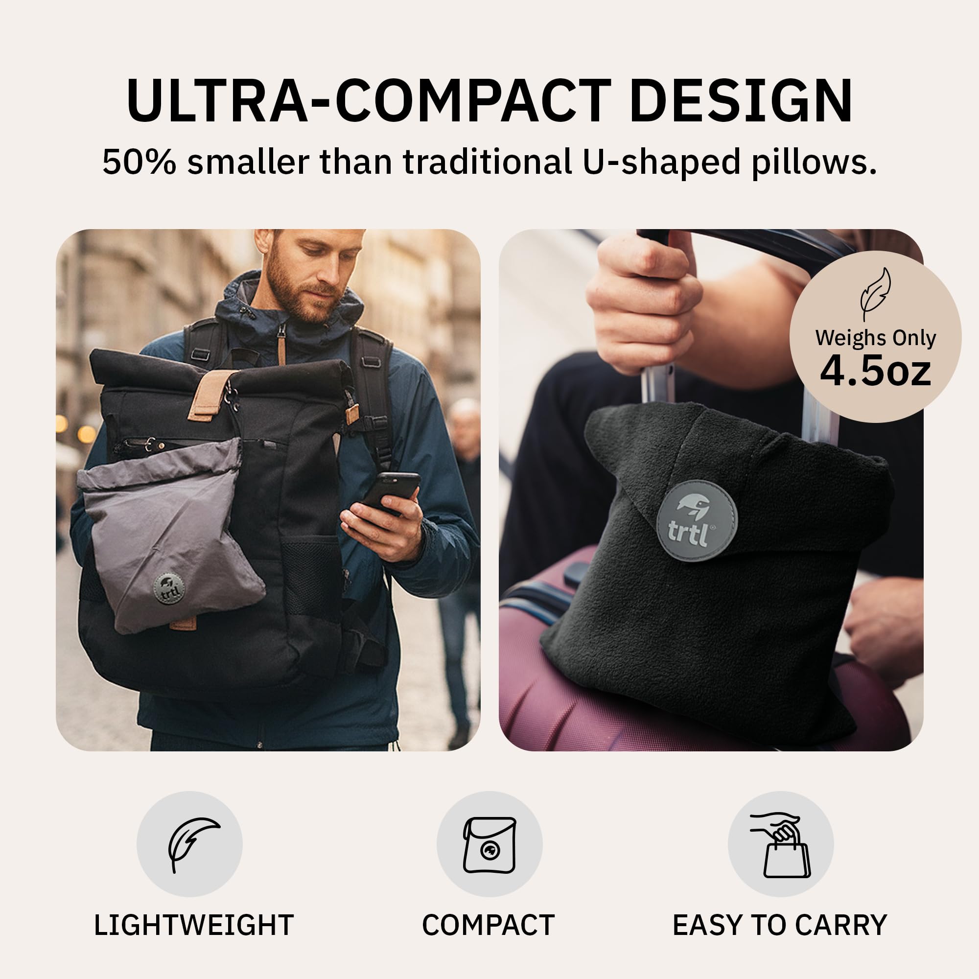 trtl Travel Pillow - Airplane Pillow for Neck and Shoulder Support - Soft, Lightweight, Machine-Washable Travel Pillows for Airplanes - Black 🍁 All In One Marketplace Canada