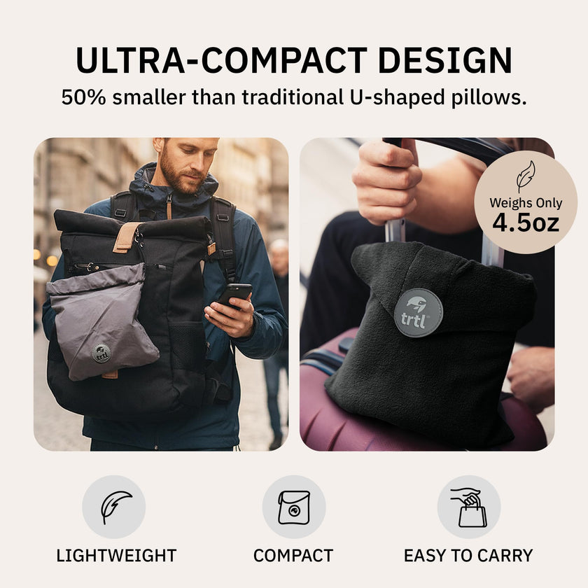 trtl Travel Pillow - Airplane Pillow for Neck and Shoulder Support - Soft, Lightweight, Machine-Washable Travel Pillows for Airplanes - Black 🍁 All In One Marketplace Canada