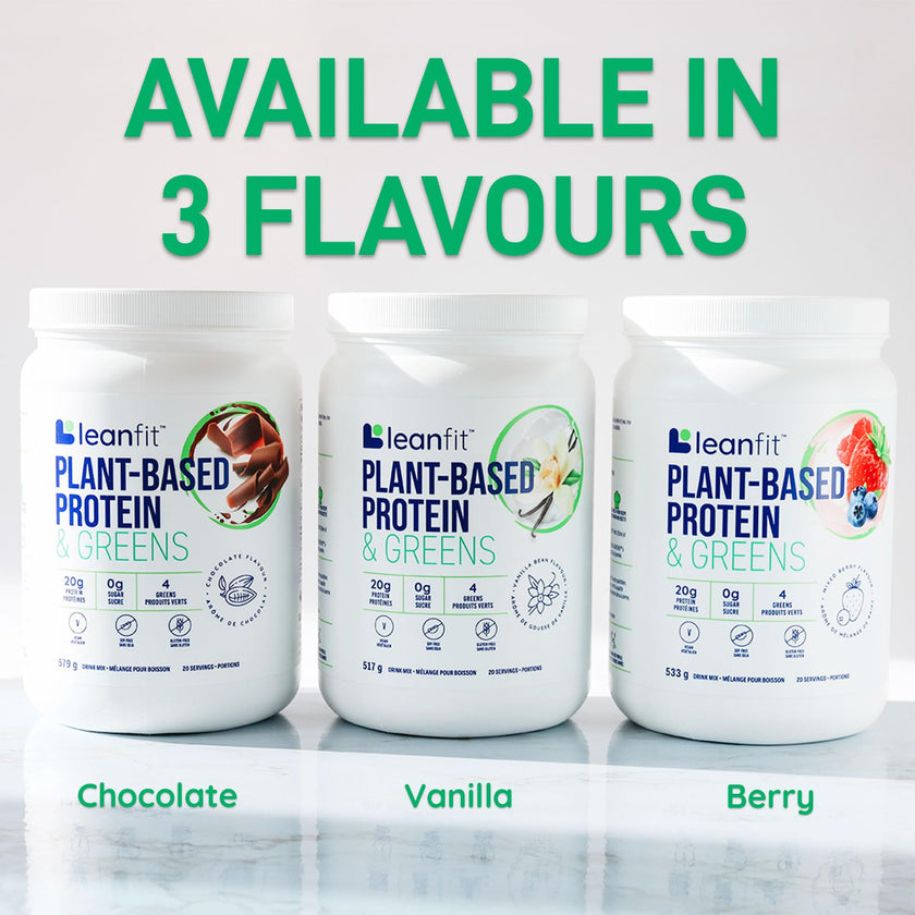 LEANFIT PLANT-BASED PROTEIN & GREENS Natural Vanilla – 20g Plant Protein + 4 Leafy Greens Per Serving – Vegan, Gluten-Free, Soy-Free, No Sugar - 20 Servings, 517g Tub 🍁 All In One Marketplace Canada