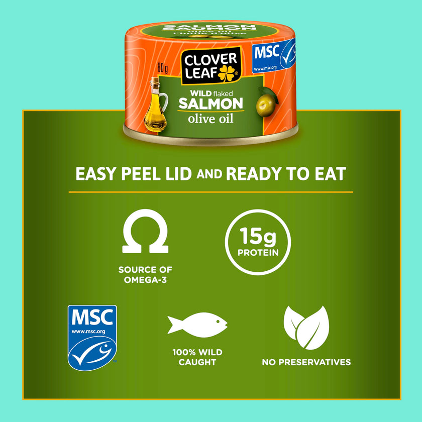 Clover Leaf Wild Flaked Pink Salmon Olive Oil 80g, 24 Easy-Peel Cans 🍁 All In One Marketplace Canada