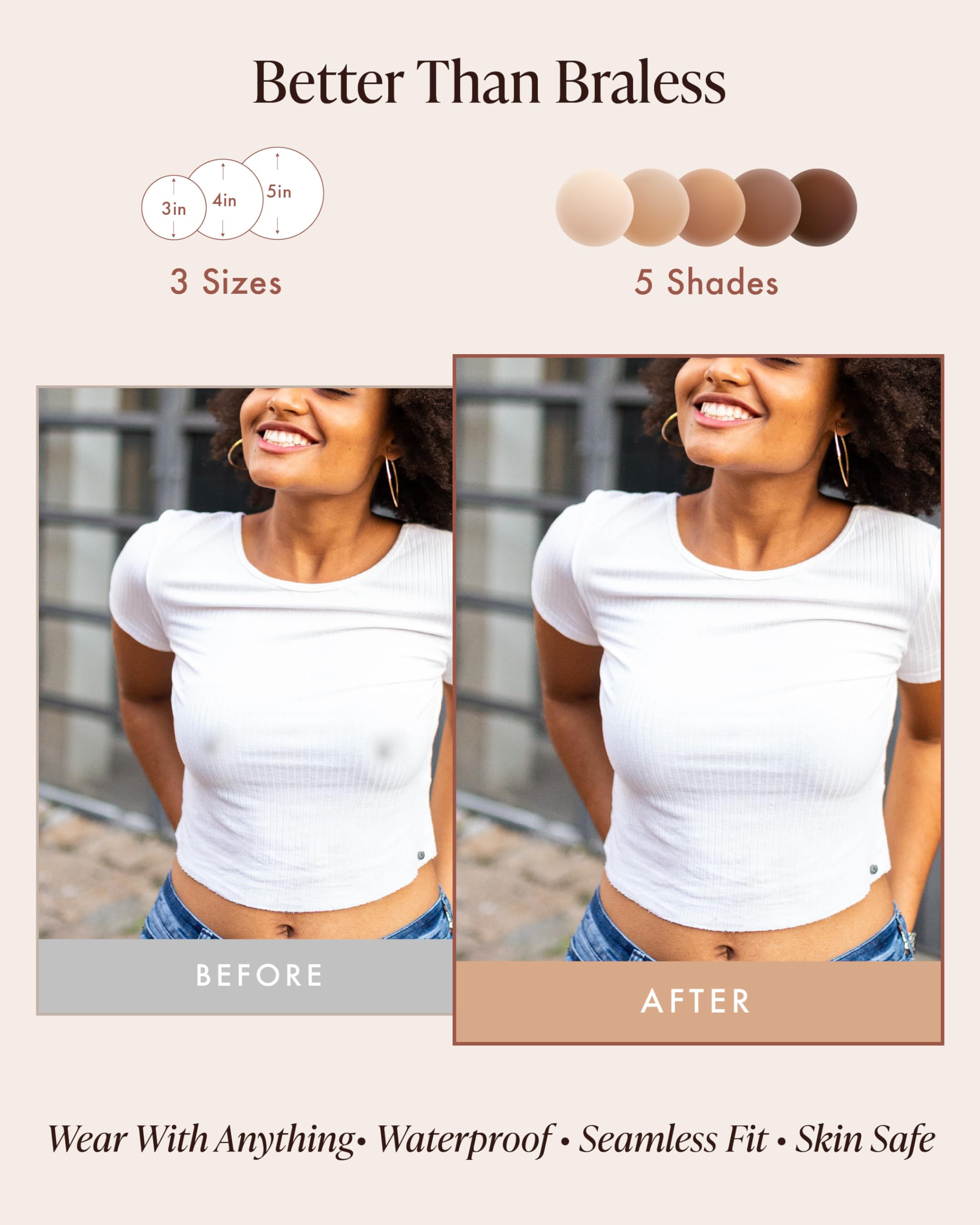 Bare Babe Reusable Silicone Nipple Covers - Waterproof, Nude, 4 Shades - Sticky Breast Stickers for Strapless Dress, Crème, Small (Fits AA-B) 🍁 All In One Marketplace Canada