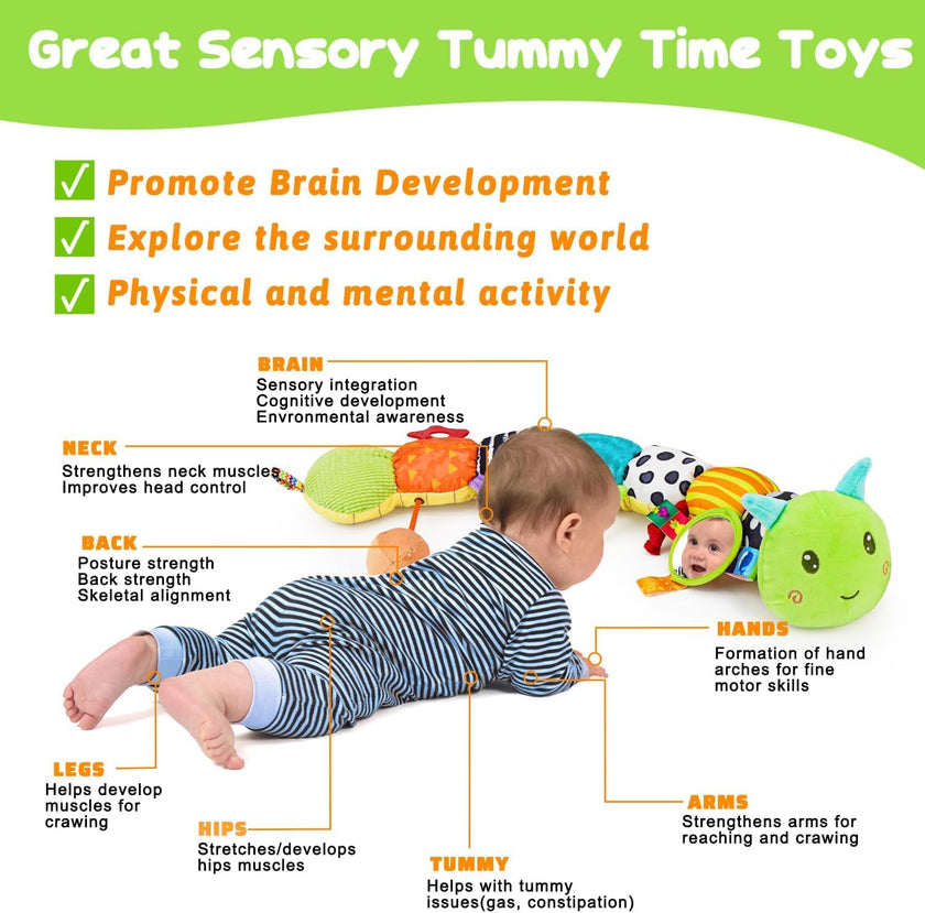 Baby Toys 0-3-6-12 Months, New Born Baby Boy Girl Gifts, Tummy Time Toys with Baby Mirror Teething Rattles Crinkle Music Sensory Toys for Newborn Babies Essentials 0 3 6 9 12 Month 🍁 All In One Marketplace Canada