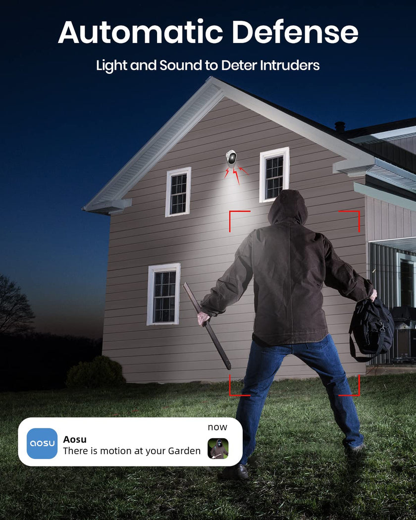 aosu Security Cameras Wireless Outdoor Home System, True 2K HD Night Vision, No Subscription Required, Long Battery Life, 166° Wide View, Spotlight & Siren Alarm, Motion Alert, Support 2.4 & 5GHz WiFi 🍁 All In One Marketplace Canada