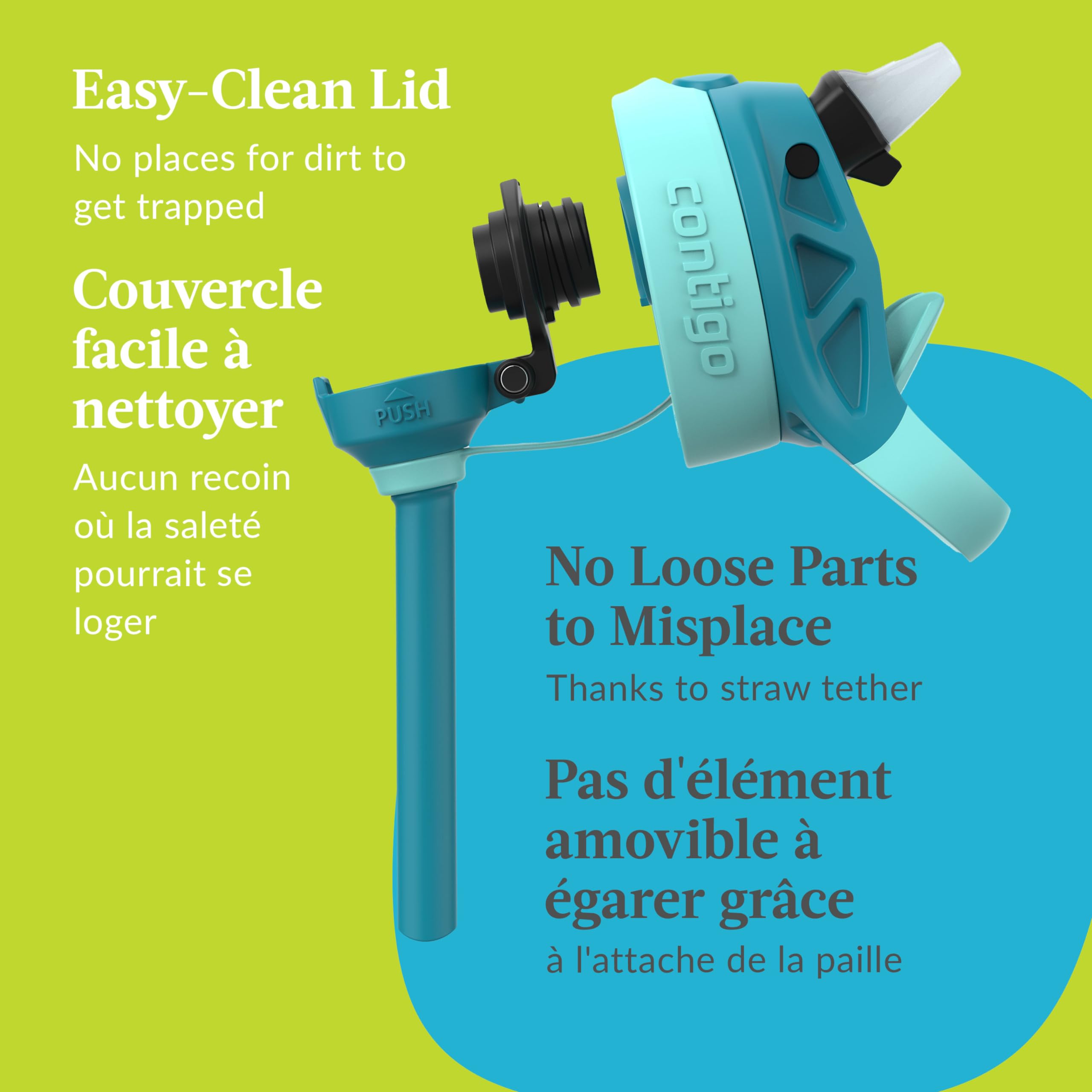 Contigo Kids Aubrey Straw Water Bottle with Leak-Proof Lid, BPA-Free Plastic, Dishwasher Safe, Juniper Jade Vine, 14 oz (414 mL) 🍁 All In One Marketplace Canada