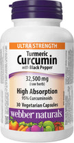Webber Naturals Turmeric Curcumin Ultra Strength, 32,500 mg of Raw Herb, 30 Capsules, Antioxidant Support, Vegan 🍁 All In One Marketplace Canada