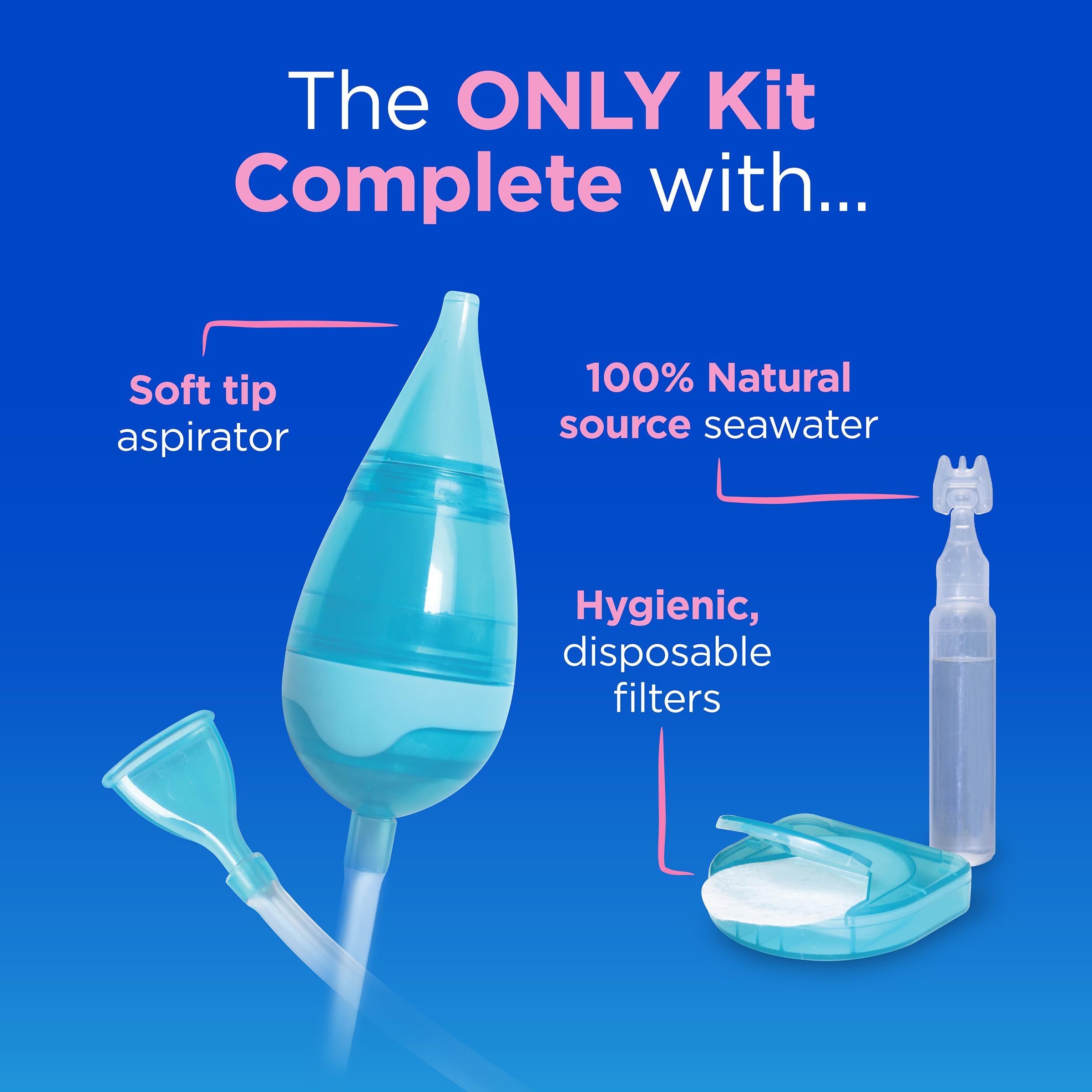 hydraSense Baby Nasal Aspirator, Baby Nasal Care, Gently Relieves Congestion in Babies, Non-medicated, With 100% Natural Source Seawater, Preservative-Free, 1 Kit 🍁 All In One Marketplace Canada