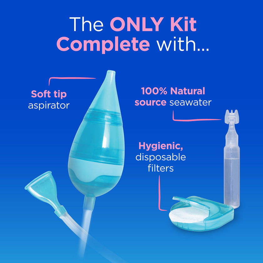 hydraSense Baby Nasal Aspirator, Baby Nasal Care, Gently Relieves Congestion in Babies, Non-medicated, With 100% Natural Source Seawater, Preservative-Free, 1 Kit 🍁 All In One Marketplace Canada