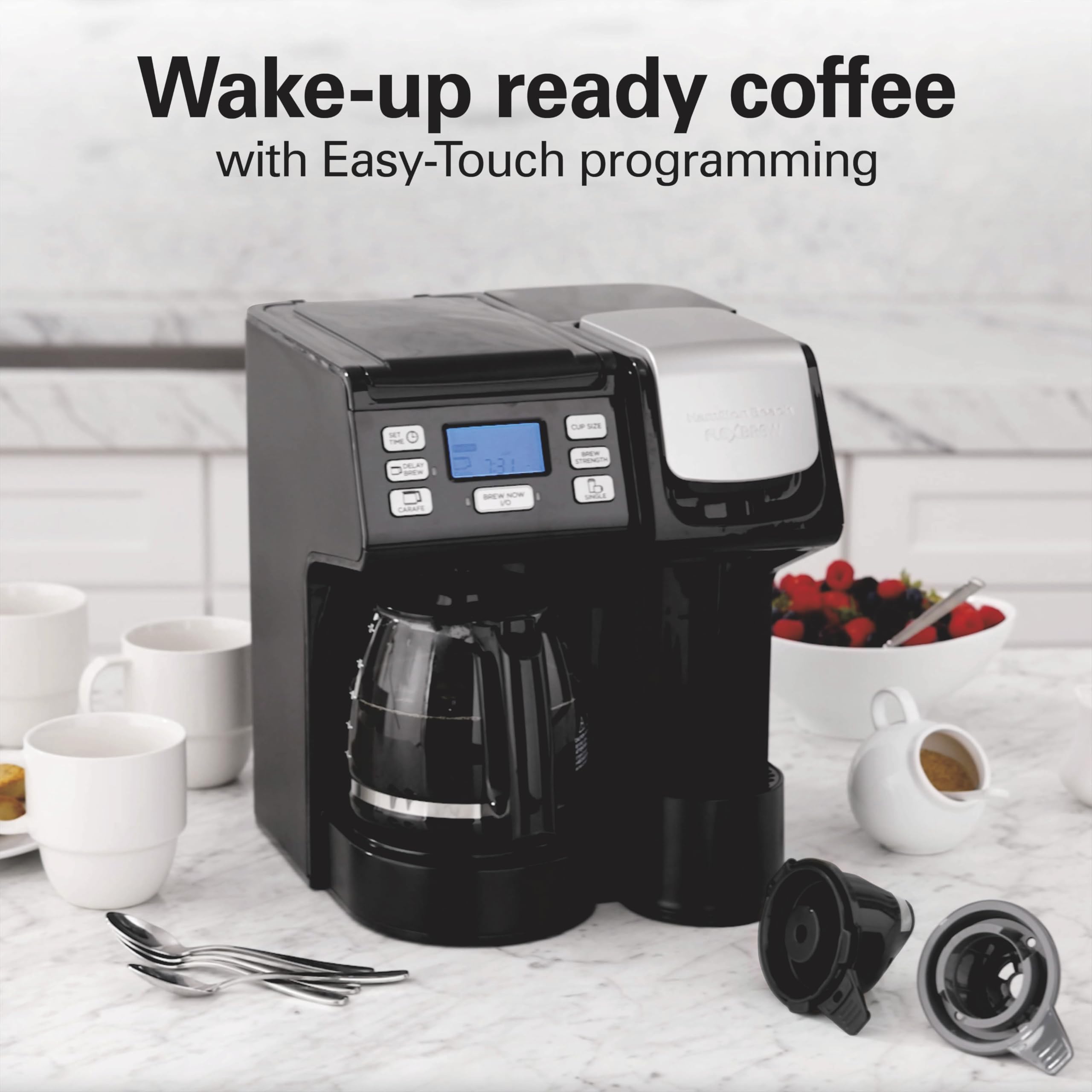 Hamilton Beach FlexBrew Trio 3-Way Coffee Maker, Single Serve & 12 Cup Drip Coffee Maker, Pod & Ground Coffee Compatible, Fast Brewing, Programmable, 56 oz Reservoir, Black (49902C) 🍁 All In One Marketplace Canada