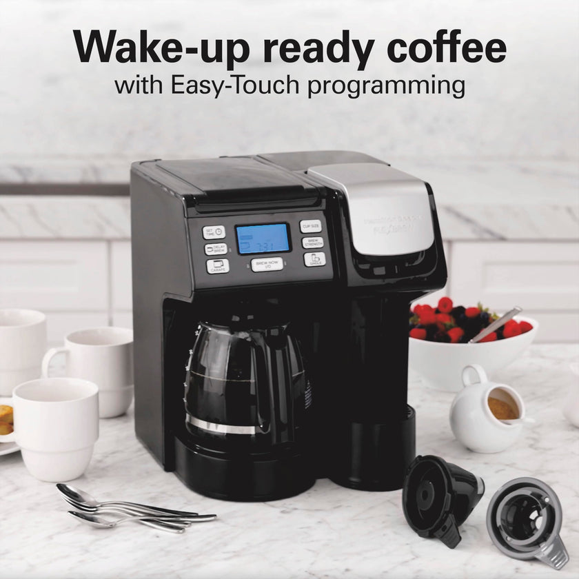 Hamilton Beach FlexBrew Trio 3-Way Coffee Maker, Single Serve & 12 Cup Drip Coffee Maker, Pod & Ground Coffee Compatible, Fast Brewing, Programmable, 56 oz Reservoir, Black (49902C) 🍁 All In One Marketplace Canada