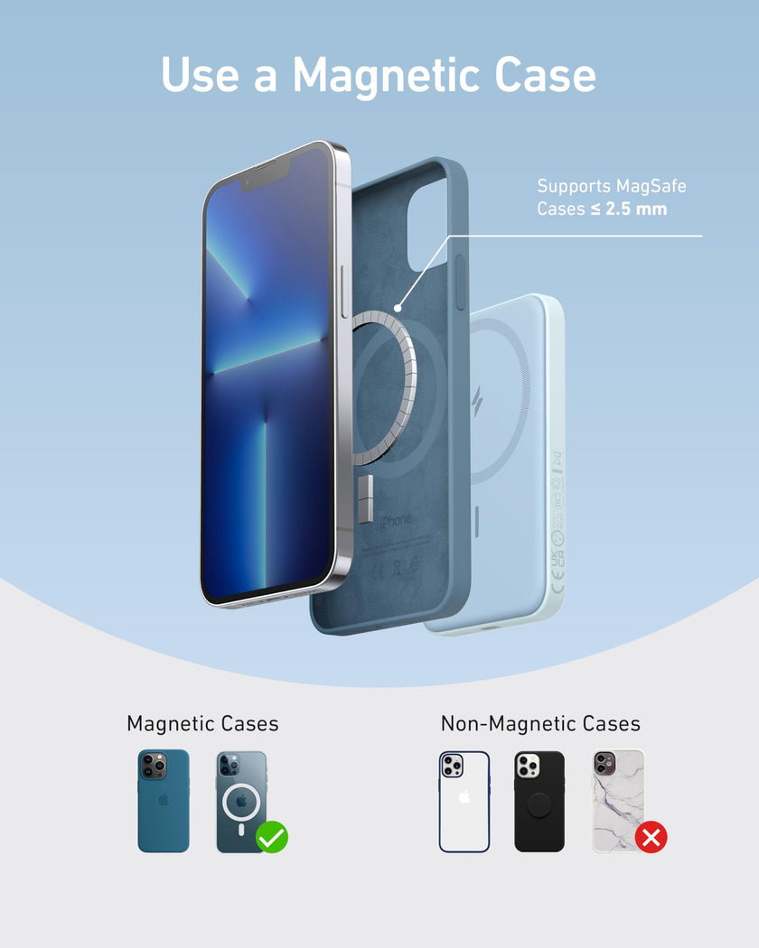Anker 621 Magnetic Portable Charger (MagGo), 5,000mAh Wireless Power Bank with USB-C Cable, Magsafe-Compatible Battery Pack for iPhone 17/16/15/14/13/12 Series (Blue) 🍁 All In One Marketplace Canada