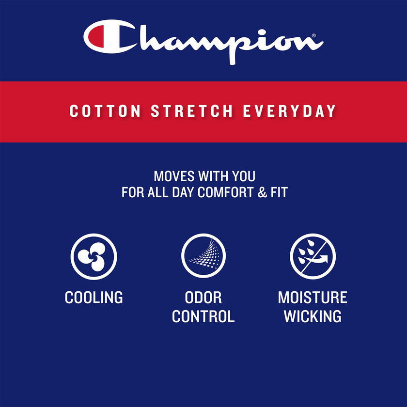 Champion Men Men's Cotton Stretch Boxer Briefs, 3 and 5 Packs Available, Black - 5 Pack, Medium 🍁 All In One Marketplace Canada