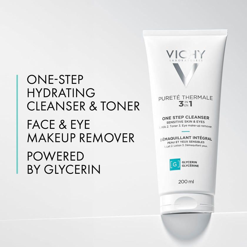 Vichy Gentle Facial Cleanser and Makeup Remover, Purete Thermal 3-in-1 Face Cleanser for Sensitive Skin, Hypoallergenic, Dermatologist Recommended, Paraben-Free, 200mL 🍁 All In One Marketplace Canada