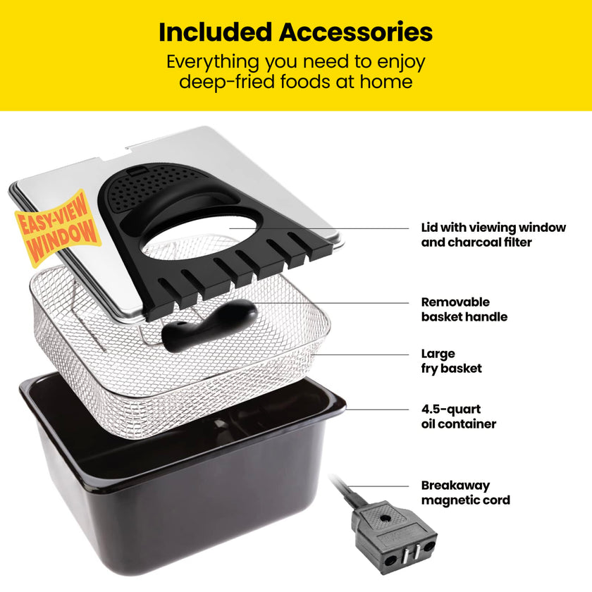 Chefman 4.3 Liter Deep Fryer with Basket for Home Use, XL Jumbo Size Fry Basket Strainer, Adjustable Temperature & Timer Fish Fryer, Chicken Fryer, French Fry Maker, Gifts for Cooks, Stainless Steel 🍁 All In One Marketplace Canada