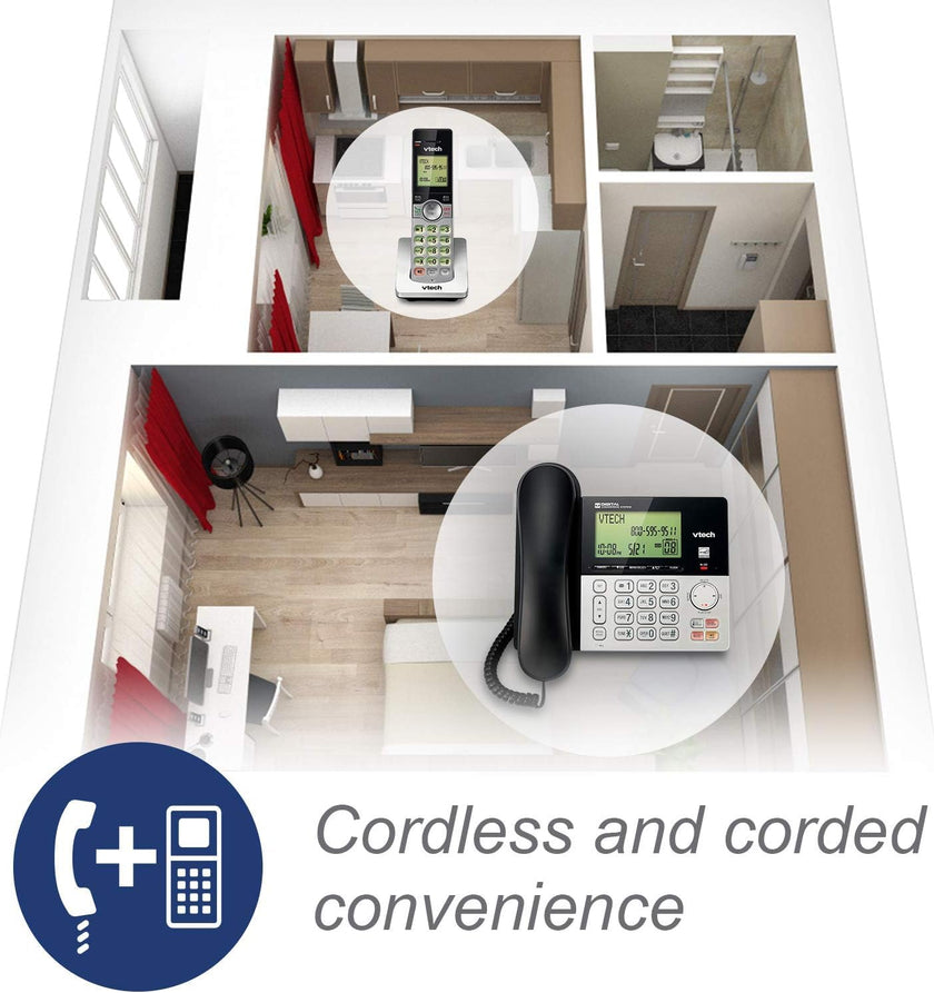 VTech CS6949-2 DECT 6.0 Corded/2-Cordless Telephone System, Black/Silver 🍁 All In One Marketplace Canada