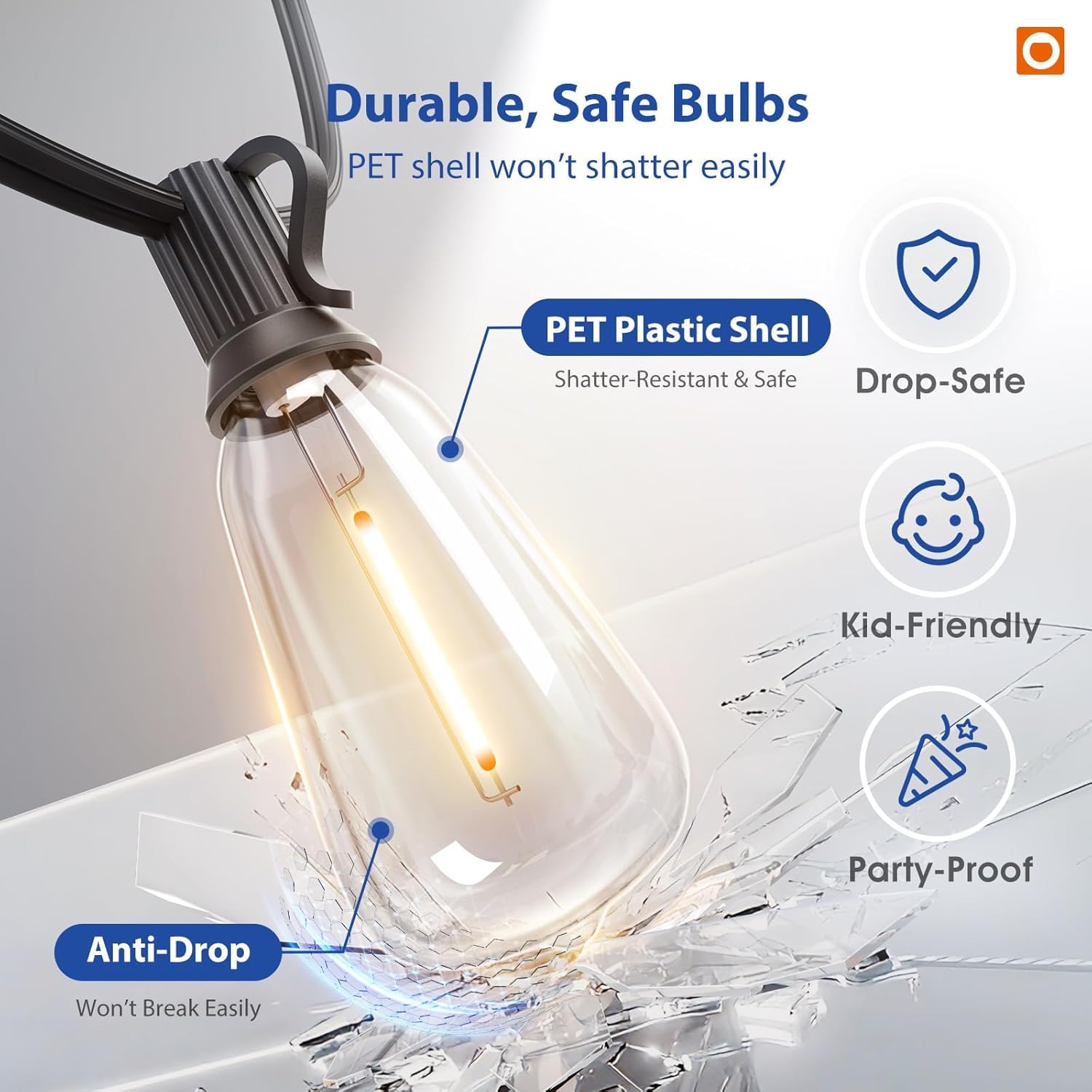 addlon 100FT (50FTx2) Outdoor String Lights Waterproof Shatterproof with 32 LED Edison Bulbs, Dimmable Connectable Patio Lights for Backyard Garden Balcony Party, Warm Yellow, Energy-Saving 🍁 All In One Marketplace Canada