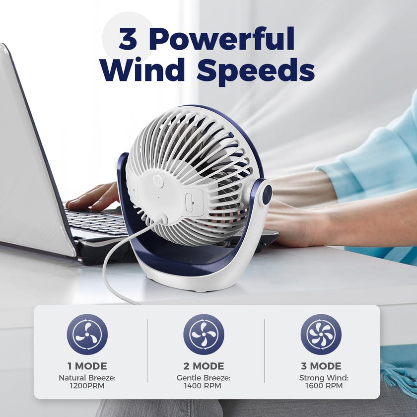 OCOOPA Small USB Desk Fan Table Fan 5'' with Strong Airflow & Quiet Operation, Portable Cooling Mini Fan 3 Speed, 360°Rotatable Head for Home Office Bedroom Desktop 🍁 All In One Marketplace Canada