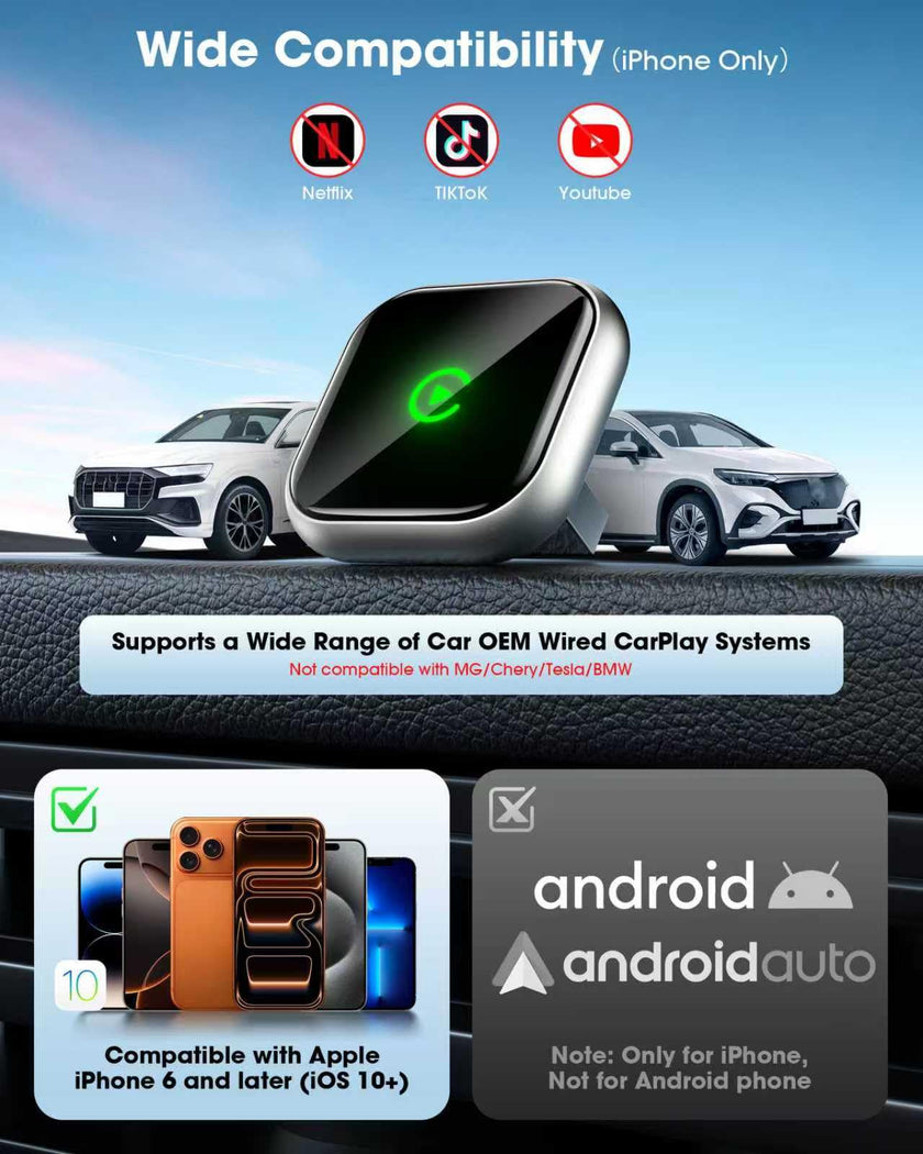 Wireless CarPlay Adapter 2025 Upgrades Wired CarPlay to Wireless, Seamless, Fast, Stable, Automatic Connection, Suitable for 2016 and Later Cars Apple's Car Play Adapter, Supports GPS 🍁 All In One Marketplace Canada