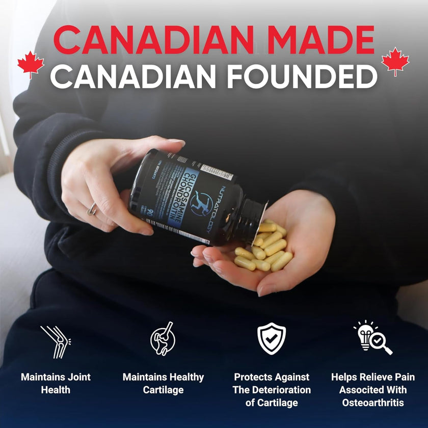 Nutratology® Glucosamine Joint Supplement with Chondroitin, MSM & Turmeric | Canadian-Made | Joint Pain Relief Supplements - 1500MG Glucosamine - Supports Healthy Joints & Cartilage - 180 Capsules 🍁 All In One Marketplace Canada
