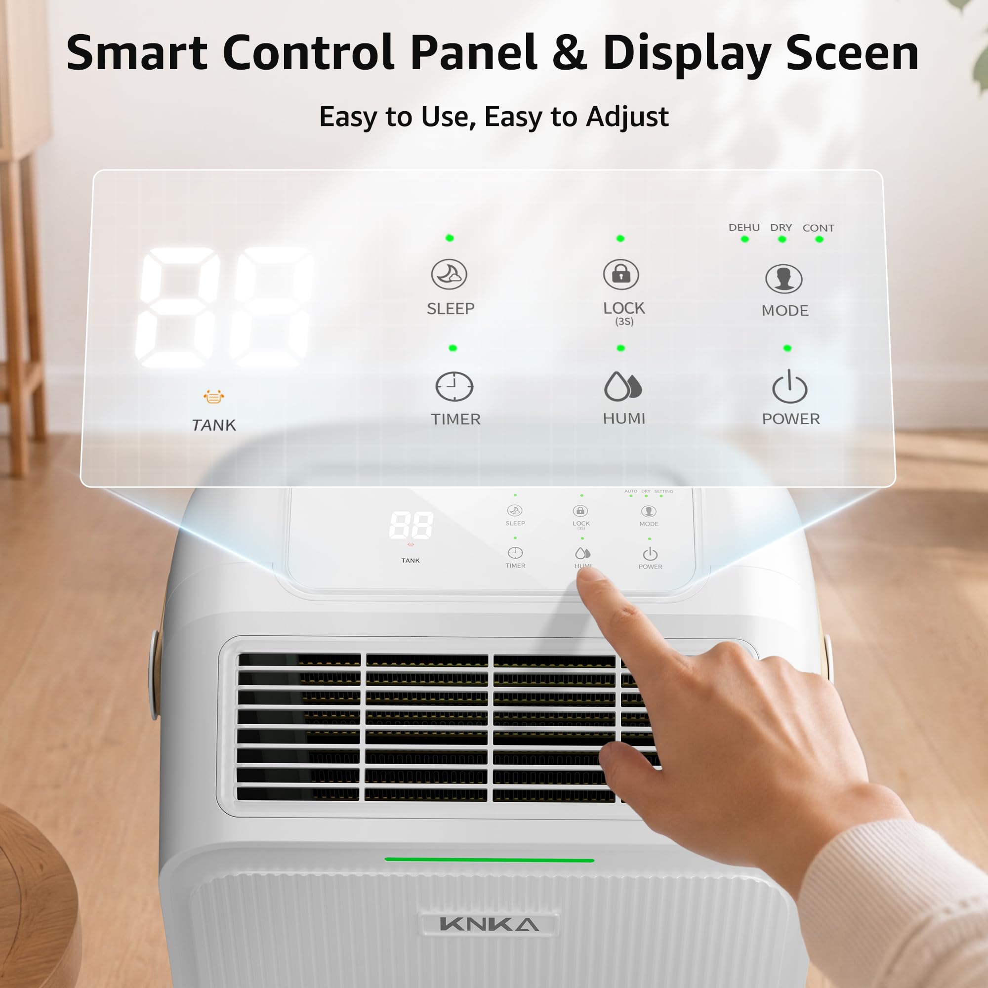 Dehumidifier for Basement with Drain Hose Max 34 Pints, KNKA 2500 Sq.Ft Dehumidifiers for Home, Large Room, Bathroom, Three Operation Modes, Intelligent Humidity Control, Dry Clothes, 24HR Timer 🍁 All In One Marketplace Canada