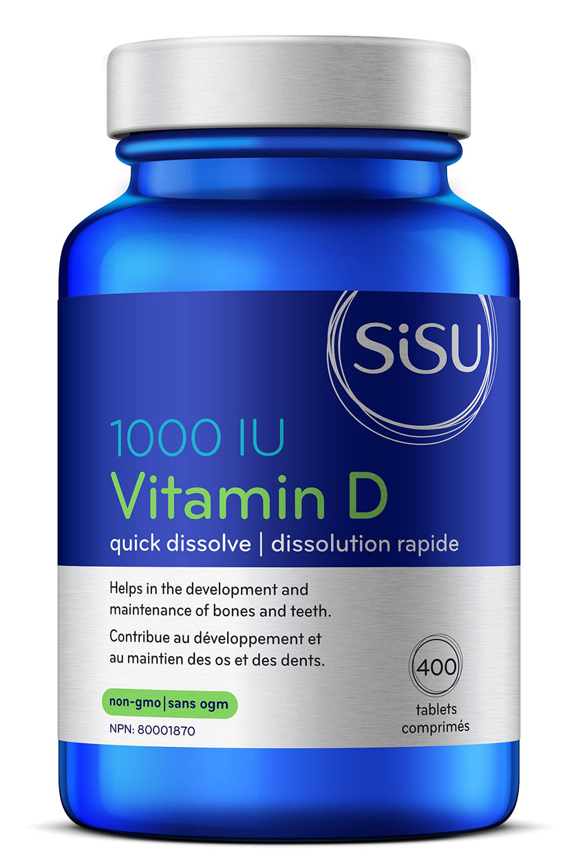 SISU Vitamin D 1000 IU, Unflavoured | Essential to Proper Calcium Absorption and Preventing Bone Loss | 400 Tiny, Quick-Dissolving Tablets | Gluten Free, Dairy Free, Non-GMO 🍁 All In One Marketplace Canada