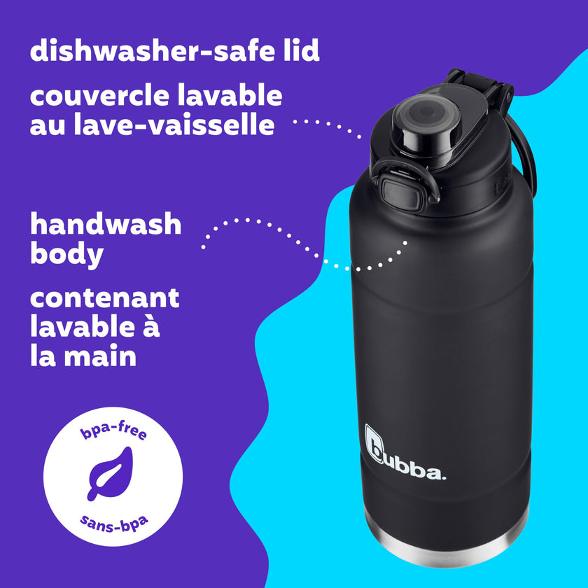bubba Trailblazer Stainless Steel Water Bottle with Push Button Lid, 40 oz (1.18 L), Vacuum-Insulated, Rubberized Licorice 🍁 All In One Marketplace Canada