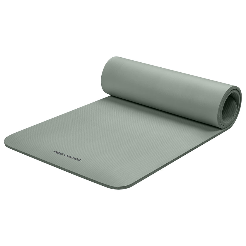 Retrospec Solana Yoga Mat 1/2 inch Thick w/Nylon Strap for Men & Women - Non Slip Excercise Mat for Yoga, Pilates, Stretching, Floor & Fitness Workouts, Sage 🍁 All In One Marketplace Canada