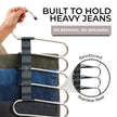 MORALVE Pants Hangers Space Saving - 2 Pack - Non-Slip Multi-Layer Space Saving Hangers - Multifunctional Clothing Rack for Closet Storage - Ideal for Jeans, Trousers, Skirts, Scarves & Slacks (Black) 🍁 All In One Marketplace Canada