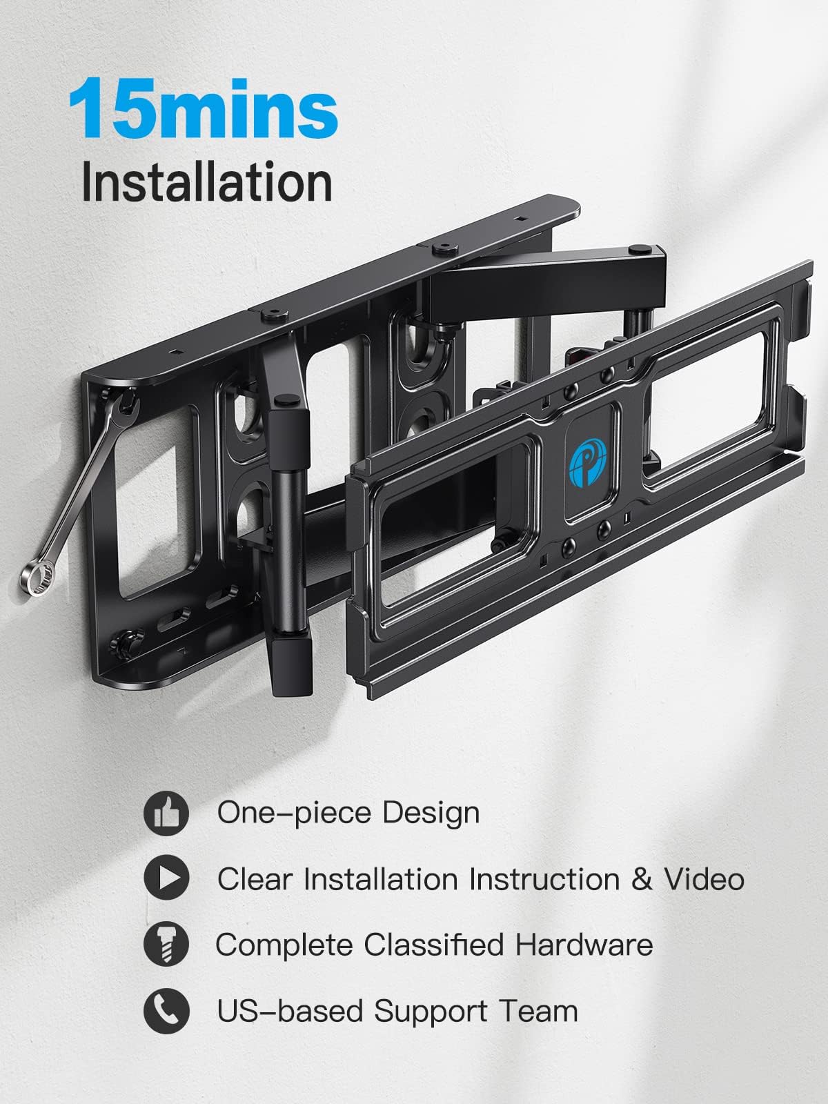 Pipishell Full Motion TV Wall Mount for 26-74 inch TVs, up to 99lbs Max VESA 400x400mm, Wall Mount TV Bracket with Articulating Swivel Extension Tilting Leveling for LED LCD OLED 4K Flat Curved Screen 🍁 All In One Marketplace Canada