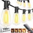 addlon 100FT (50FTx2) Outdoor String Lights Waterproof Shatterproof with 32 LED Edison Bulbs, Dimmable Connectable Patio Lights for Backyard Garden Balcony Party, Warm Yellow, Energy-Saving 🍁 All In One Marketplace Canada