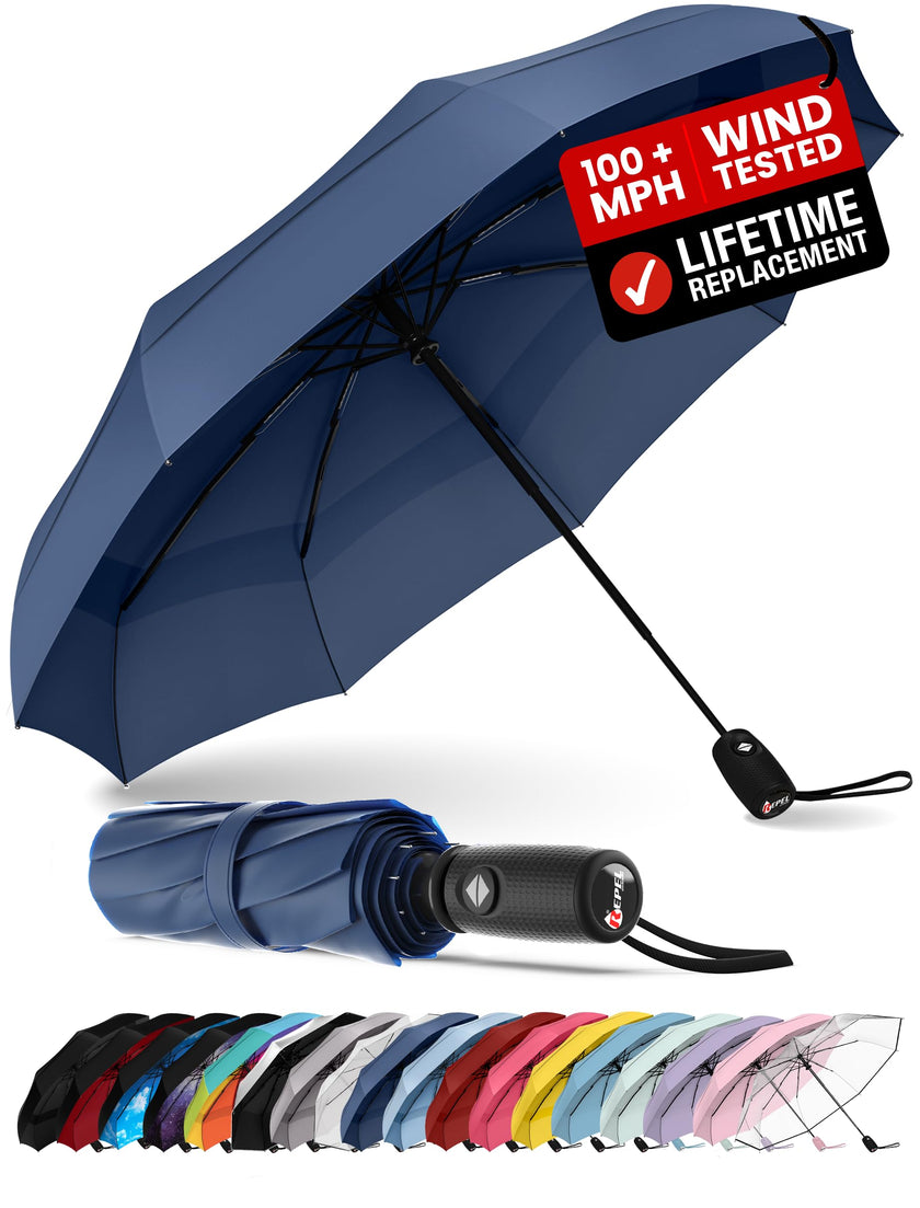 Repel Windproof Travel Umbrella - Compact & Withstands Winds up to 100MPH, Strongest Premium Auto Folding Umbrella for Rain and Sun - Durable, Light & Portable for Women & Men, Fits Backpack & Cars 🍁 All In One Marketplace Canada